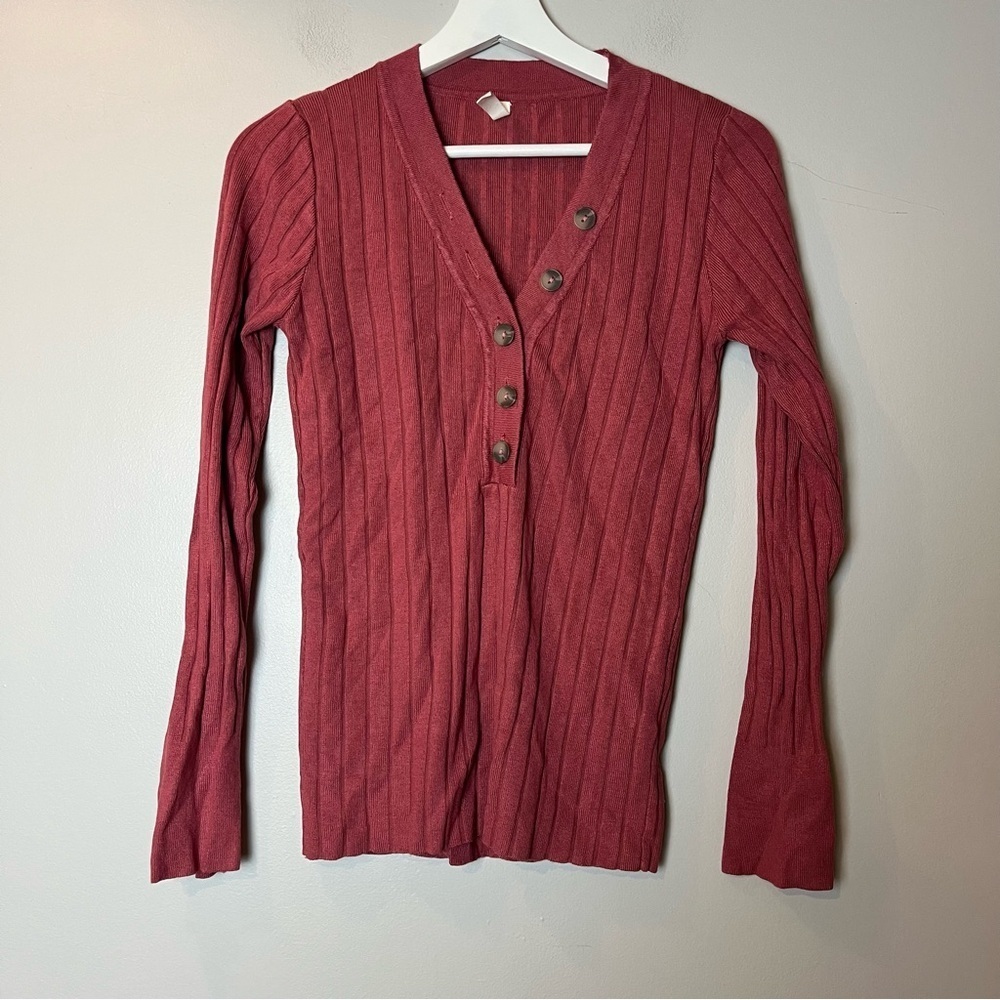 Wishlist Mauve Quarter Button Up Long Sleeve Top Medium